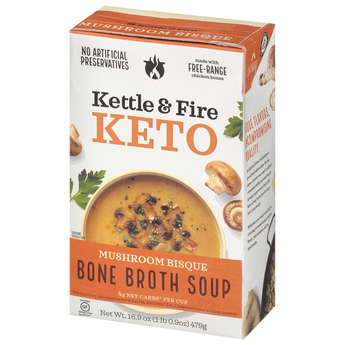 slide 6 of 14, Kettle & Fire Mushroom Bisque Soup with Chicken Bone Broth, 16.9 oz