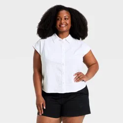 Women's Button-Up Linen Shirt - A New Day™ White XXL