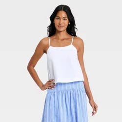 Women's Resort Linen Cami Tank Top - A New Day™ White XS