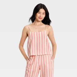 Women's Resort Linen Cami Tank Top - A New Day™ Red Striped M
