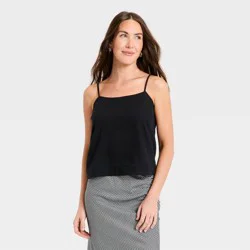 Women's Resort Linen Cami Tank Top - A New Day™ Black S
