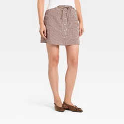 Women's Mini A-Line Skirt - A New Day™ Brown Gingham S