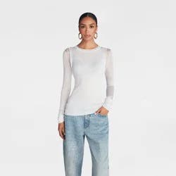 KBB by KAHLANA Women's Long Sleeve 'The Layered Sheer Top' - White XS