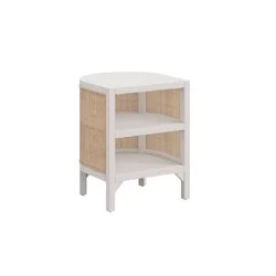 Whalen Semi Circle Rattan Side Table White
