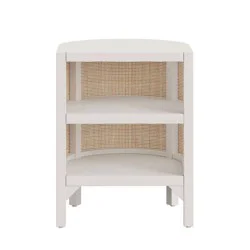 Whalen Semi Circle Rattan Side Table White