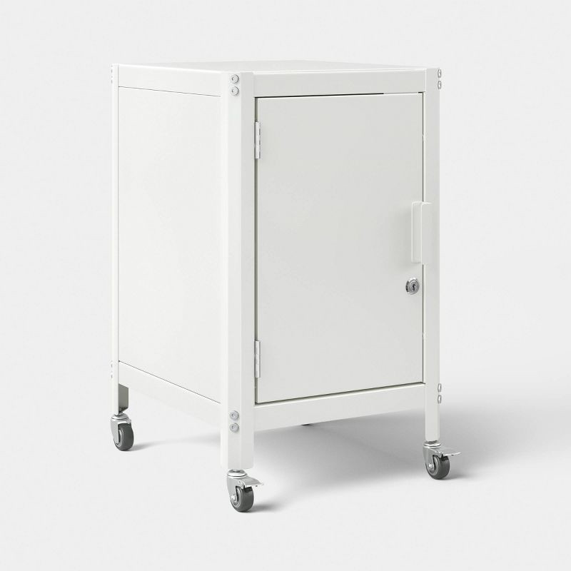 slide 1 of 8, Dorm Metal Rolling Locker Storage Cabinet with Lock Chalk White - Room Essentials; Fully Assembled, 1 ct