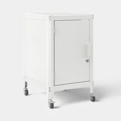 Dorm Metal Rolling Locker Storage Cabinet with Lock Chalk White - Room Essentials; Fully Assembled