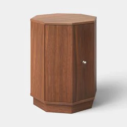 Octagon Side Table with Two Doors Walnut Finish - Threshold™