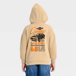 Boys' Chevrolet Camaro Front and Back Graphic Pullover Hoodie Sweatshirt - Beige M