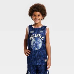 Boys' Pokemon Squirtle Basketball Jersey - Navy Blue/Cream XS