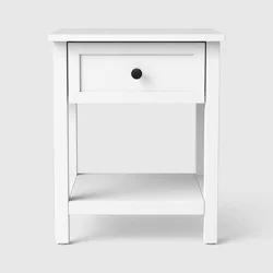 Room Essentials Traditional Side Table with Storage Drawer Classic White - Fully Assembled