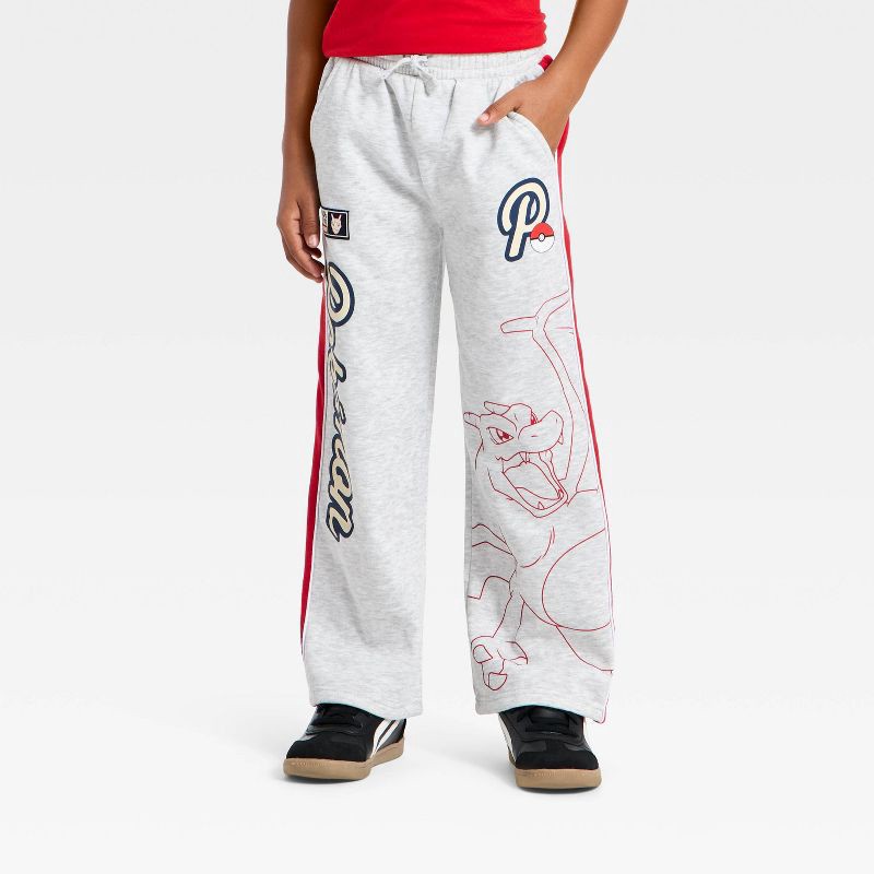slide 1 of 4, Boys' Pokemon Charizard Fire Fleece Sweatpants - Gray M, 1 ct