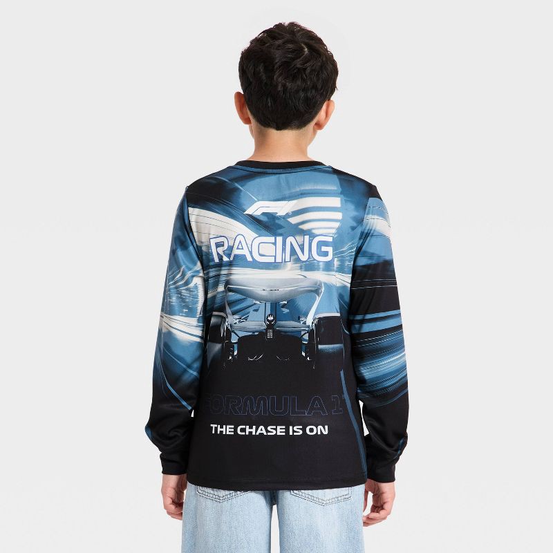 slide 3 of 4, Boys' Formula 1 Race Car Mesh Riding Jersey - Black L, 1 ct