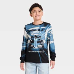Boys' Formula 1 Race Car Mesh Riding Jersey - Black L