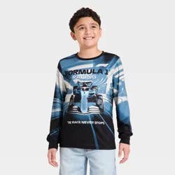 Boys' Formula 1 Race Car Mesh Riding Jersey - Black L