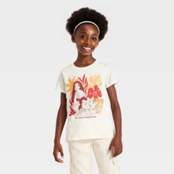 Girls' Disney Moana Short Sleeve Graphic T-Shirt - Cream XL