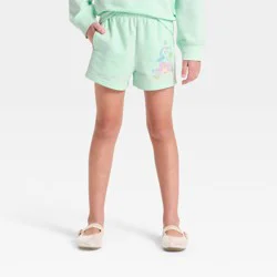 Disney Princess Girls' Disney Little Mermaid and Flounder French Terry Fleece Shorts - Green XS