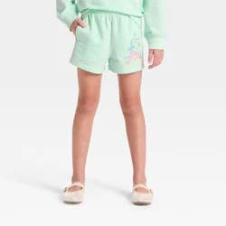 Disney Princess Girls' Disney Little Mermaid and Flounder French Terry Fleece Shorts - Green M