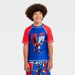 Mattel Boys' Spider-Man Rash Guard Swimsuit Tops - Blue 4