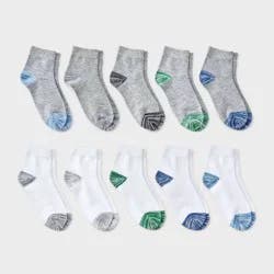 Boys' 10pk Random Feed Heel & Toe Ankle Socks - Cat & Jack™ Gray/White S