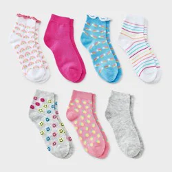 Girls' 7pk Rainbow & Stars Ankle Socks - Cat & Jack™ Assorted Colors L