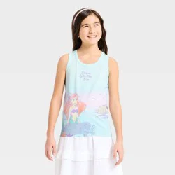 Disney Princess Girls' Disney Little Mermaid and Flounder Tank Top - Light Green M