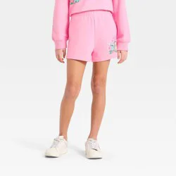 Girls' Disney Lilo & Stitch French Terry Fleece Shorts - Pink L