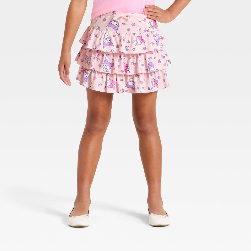 slide 1 of 3, Sanrio Girls' My Melody and Kuromi Floral Printed Skort - Light Pink XL, 1 ct