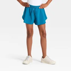 Girls' Mid-Rise 2 in 1 Flowy Shorts - All In Motion™ Teal Blue L