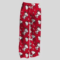 Peanuts Men's Snoopy Valentine's Day Knit Pajama Pants - Red L