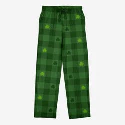 Bioworld Men's St. Patrick's Day Plaid Clover Knit Pajama Pants - Green S