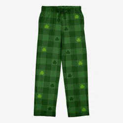 Bioworld Men's St. Patrick's Day Plaid Clover Knit Pajama Pants - Green XL