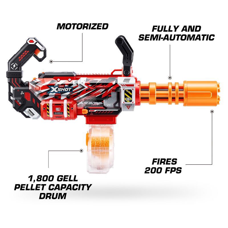 slide 5 of 8, XSHOT Hyper Gel Red Gatlin 20000 Toy Blaster, 1 ct