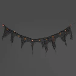 12ct LED Lit Black RGB Gauze Garland Halloween Novelty String Lights White - Hyde and EEK! Boutique™