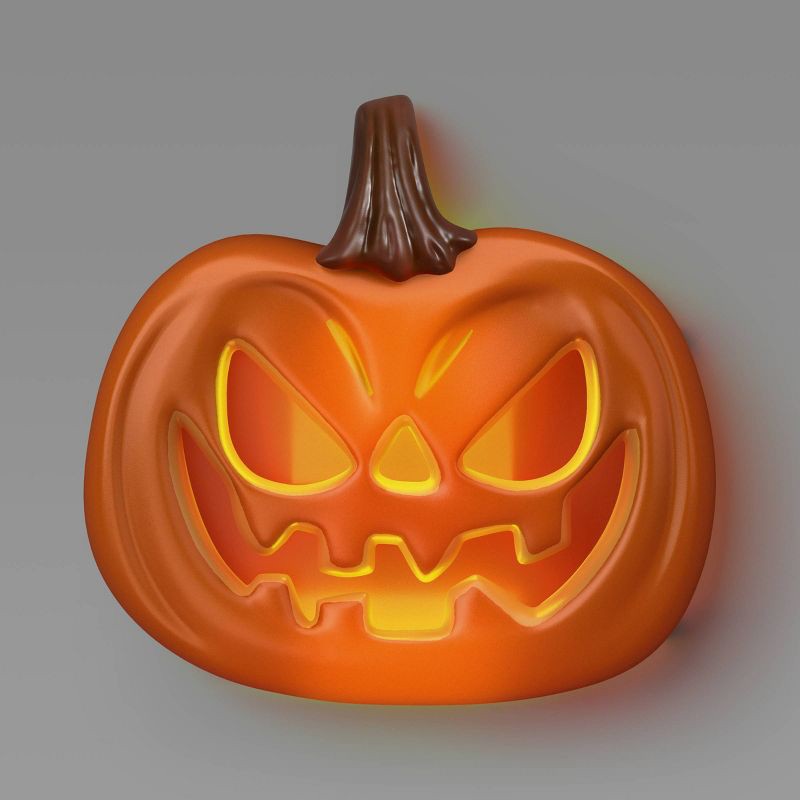 slide 1 of 3, LED Lit Halloween Wall Mounted Plastic Jack-O-Lantern - Hyde and EEK! Boutique™, 1 ct
