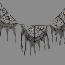 60ct LED Lit Color Selectable Black Halloween Web and Gauze Garland - Hyde and EEK! Boutique™