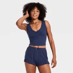 Women's Ribbed Sleep Tank Top - Wild Fable™ Dark Blue XXS