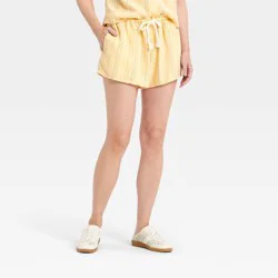 Women's High-Rise Linen Pull-On Shorts - Universal Thread™ Yellow Striped XL