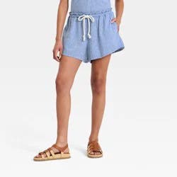 Women's High-Rise Linen Pull-On Shorts - Universal Thread™ Chambray M