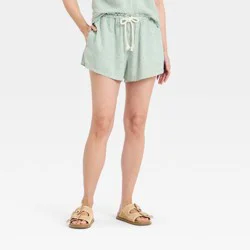 Women's High-Rise Linen Pull-On Shorts - Universal Thread™ Green Striped XL