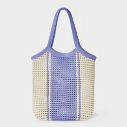 Girls' Open Work Striped Tote Bag - art class™ Purple