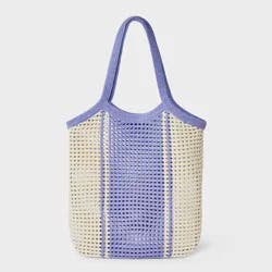 Girls' Open Work Striped Tote Bag - art class™ Purple