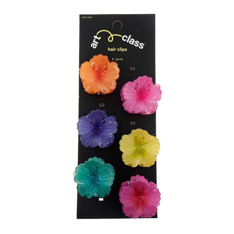 slide 1 of 1, Girls' Ombre Tropical Flower Claw Clip Set 6ct - art class™, 6 ct