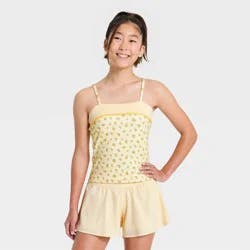 Girls' Piped Tank Top - All In Motion™ Yellow XL