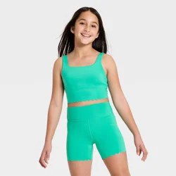 Girls' Scallop Sports Bra - All In Motion™ Green XL
