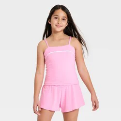 Girls' Piped Tank Top - All In Motion™ Vibrant Pink S