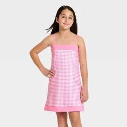 Girls' Printed Athletic Dress - All In Motion™ Pink Gingham XS