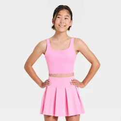 Girls' Scallop Sports Bra - All In Motion™ Vibrant Pink L