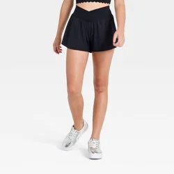 Girls' Crossover Waistband Shorts - All In Motion™ Black M