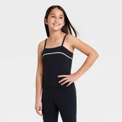 Girls' Piped Tank Top - All In Motion™ Black S
